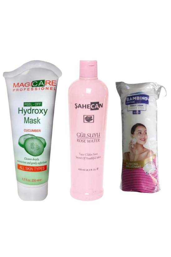 Şahecan Gül Suyu 420 Ml + Magıcare Salatalık Özlü Soyulan Maske 200 Ml + 70'li Makyaj Pamuğu - 0