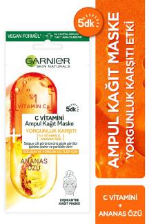 GARNIER C Vitamini Ampul Kağıt Maske- Yorgunluk Karşıtı- Solgun ve Yorgun Ciltler İçin 