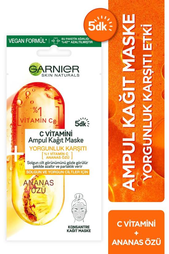 GARNIER C Vitamini Ampul Kağıt Maske- Yorgunluk Karşıtı- Solgun ve Yorgun Ciltler İçin - 0